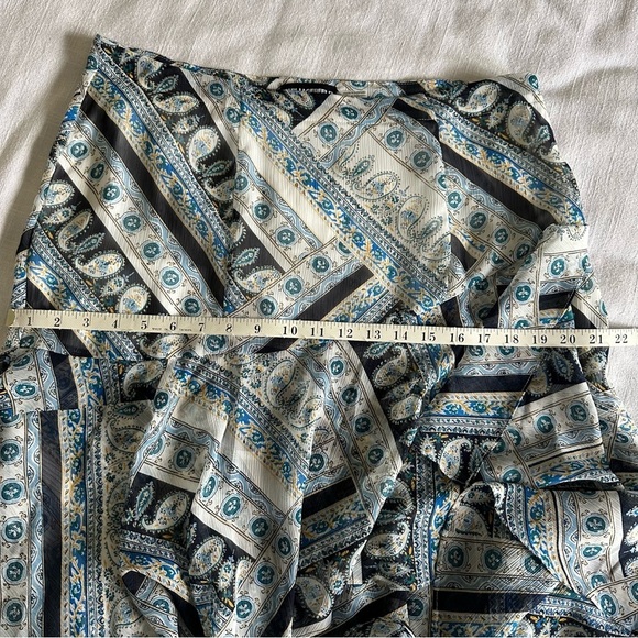 Karl Lagerfeld Paisley Layered Ruffle Midi Skirt Womens 12 Boho Flowy High Low - Picture 7 of 9